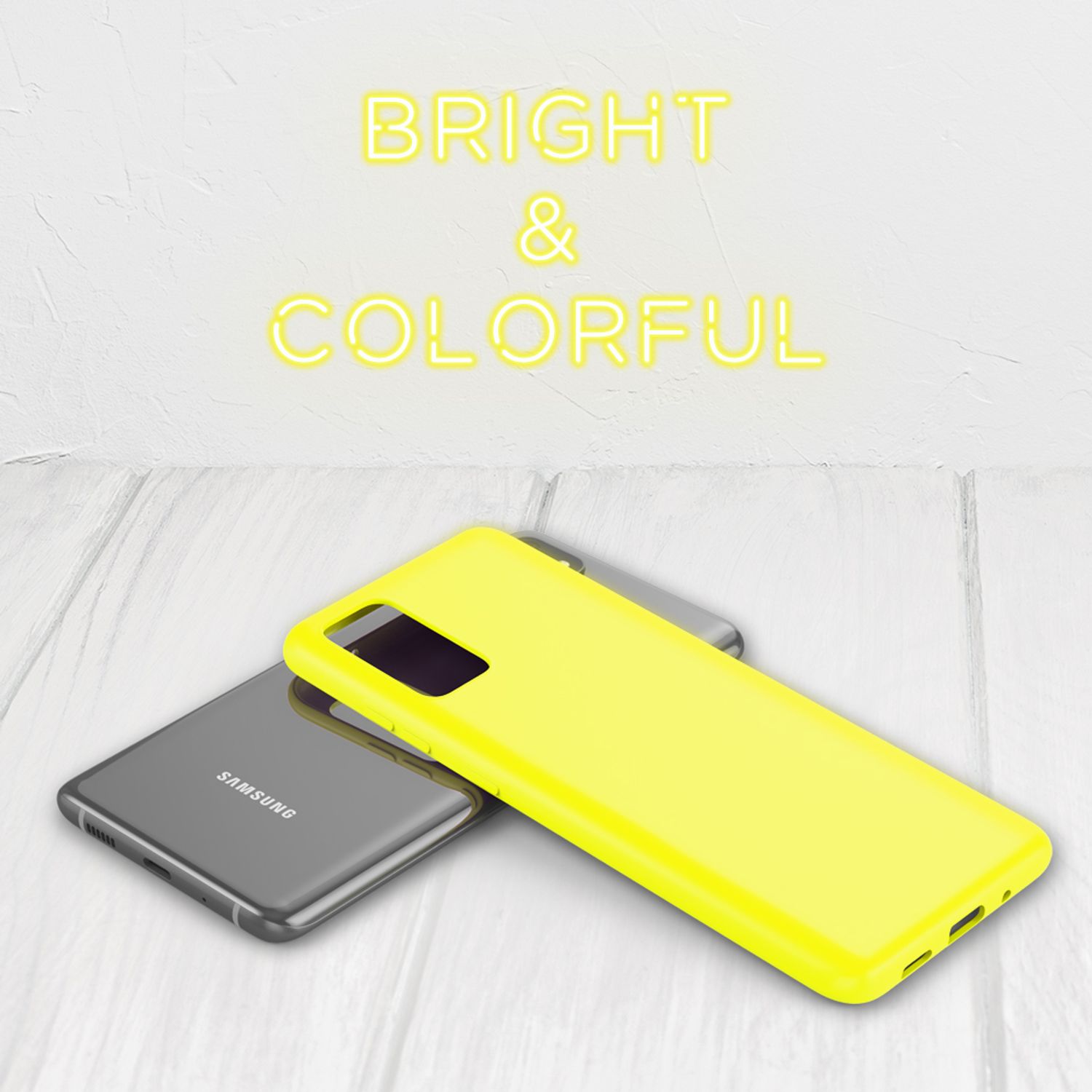 NALIA Neon Handy Hülle für Samsung Galaxy S20, Silikon Case Cover Bumper Etui Gelb NALIA Protective Hülle