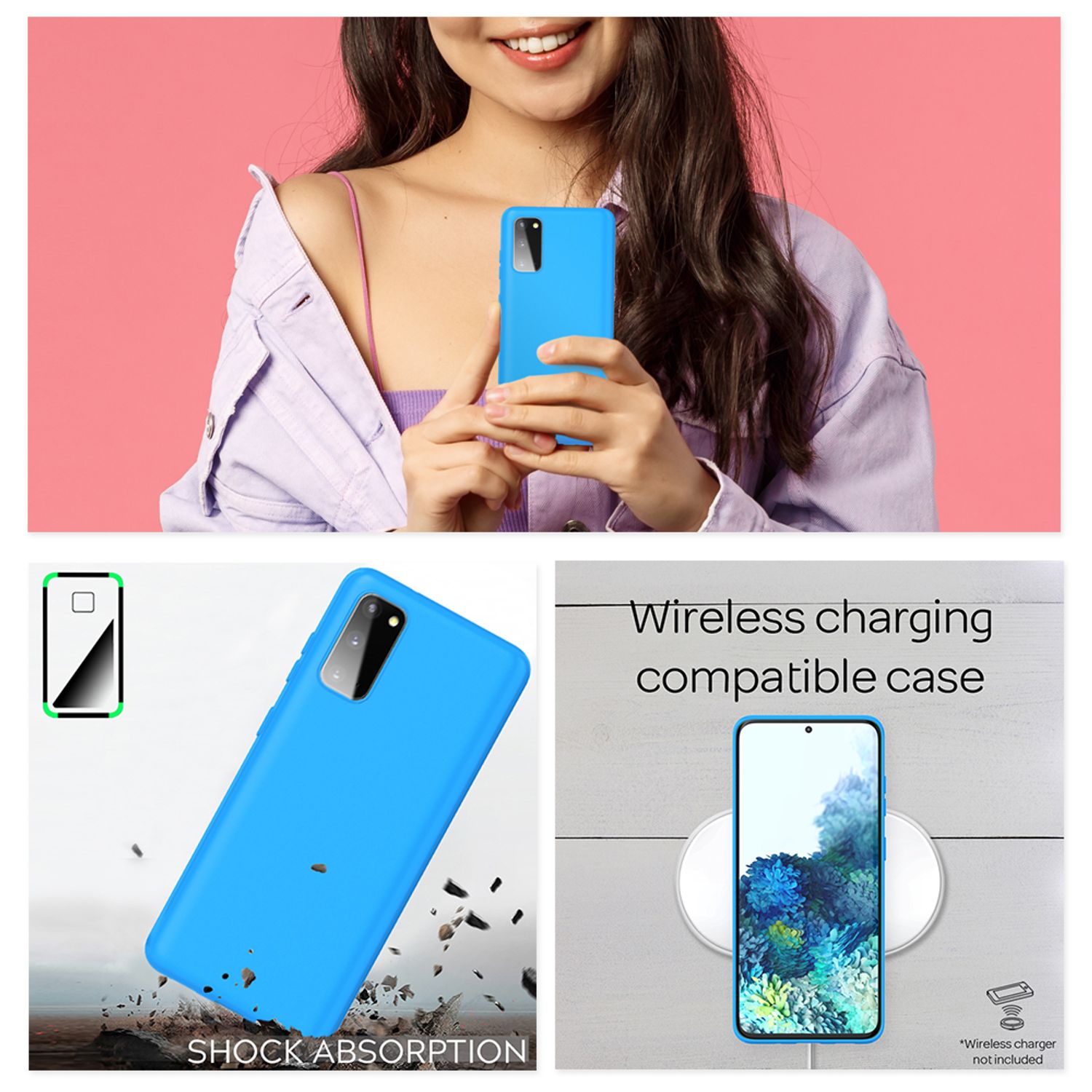 NALIA Neon Handy Hülle für Samsung Galaxy S20, Silikon Case Cover Bumper Etui Blau NALIA Protective Hülle