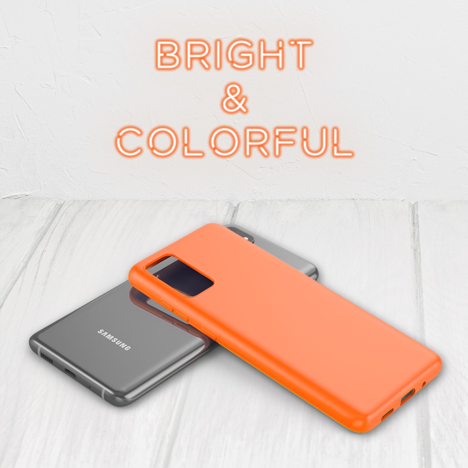 NALIA Neon Handy Hülle für Samsung Galaxy S20 Plus, Silikon Case Phone Cover Orange NALIA Protective Hülle