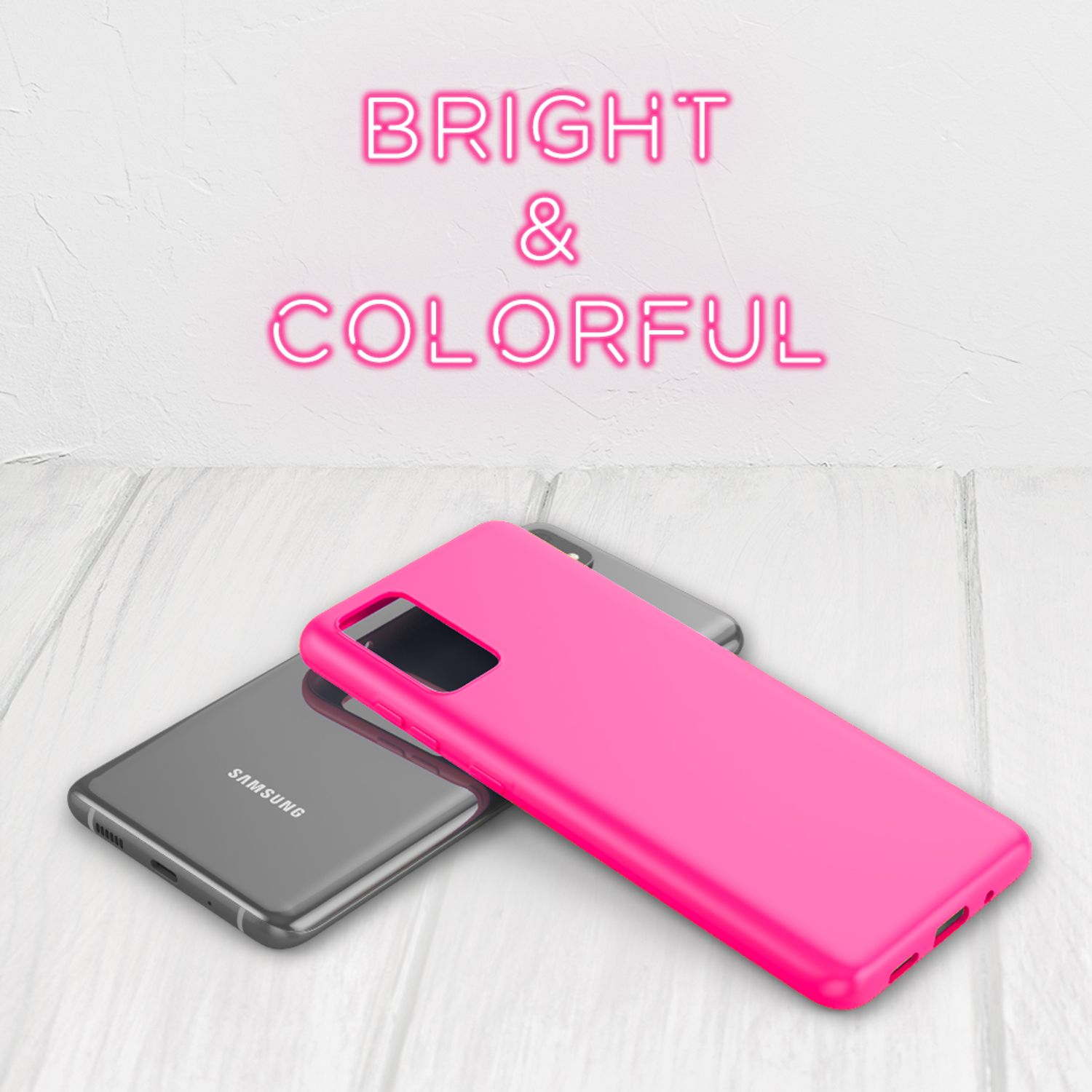 NALIA Neon Handy Hülle für Samsung Galaxy S20 Plus, Silikon Case Phone Cover Pink NALIA Protective Hülle