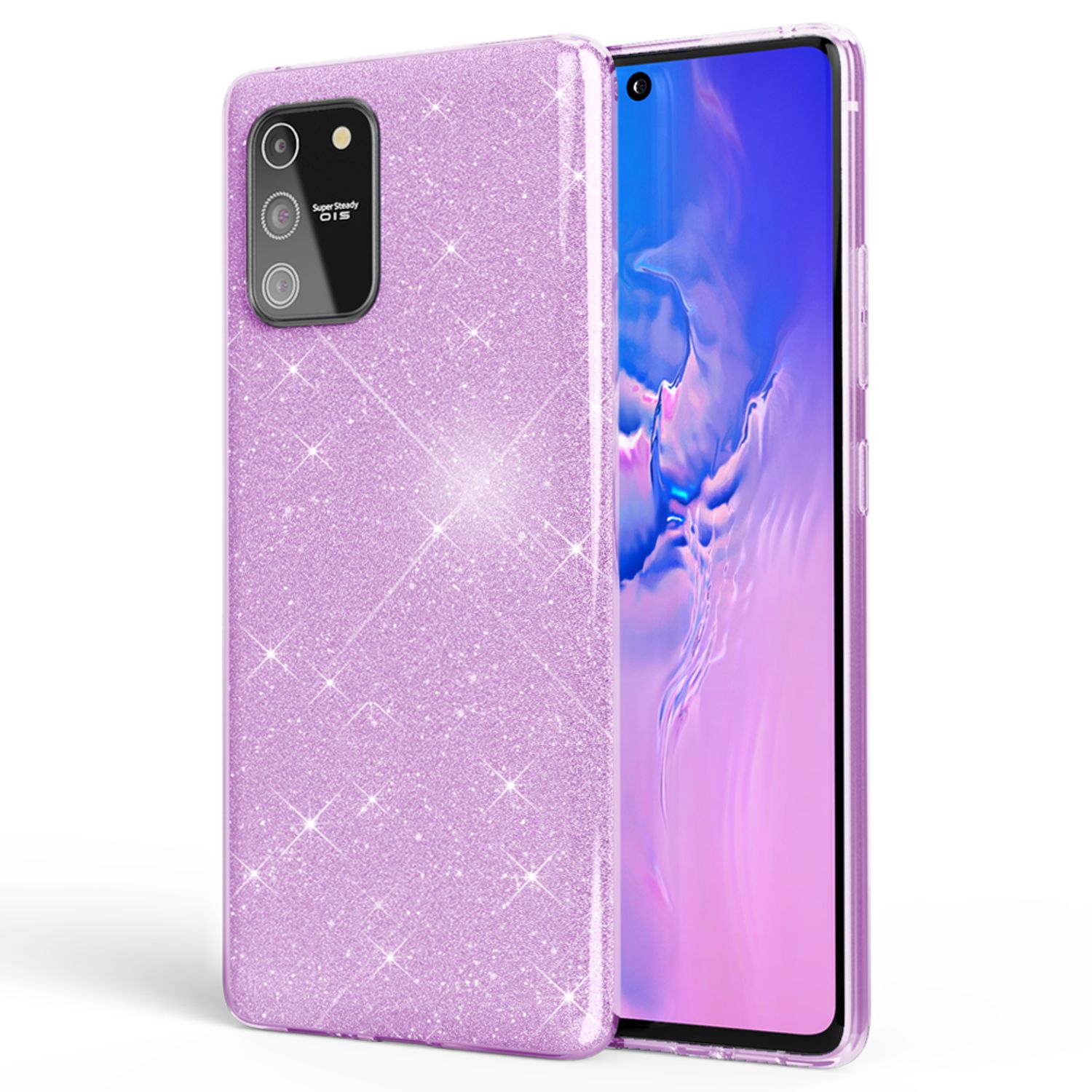 NALIA Glitzer Handy Hülle für Samsung Galaxy S10 Lite, Bling Silikon Cover Case Blau NALIA Protective Hülle