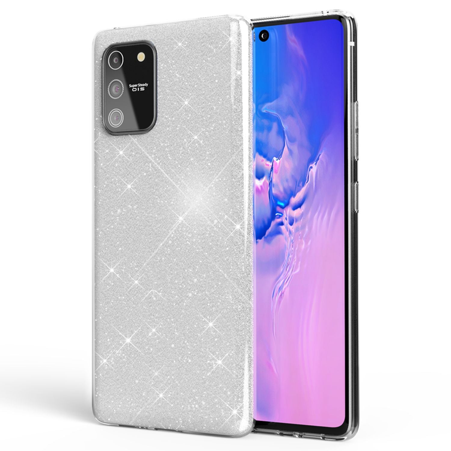 NALIA Glitzer Handy Hülle für Samsung Galaxy S10 Lite, Bling Silikon Cover Case Blau NALIA Protective Hülle