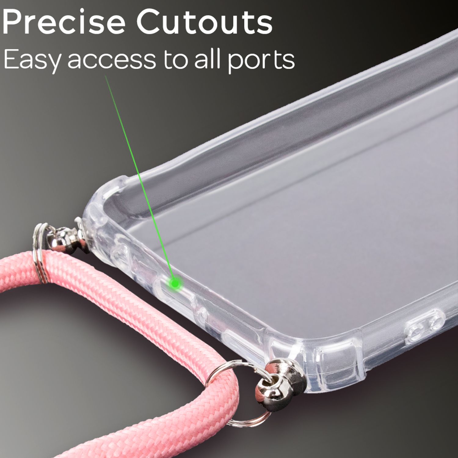 NALIA Handy Hülle mit Kette für Huawei P40 lite, Slim Necklace Hard Case Cover Pink NALIA Transparente Hülle