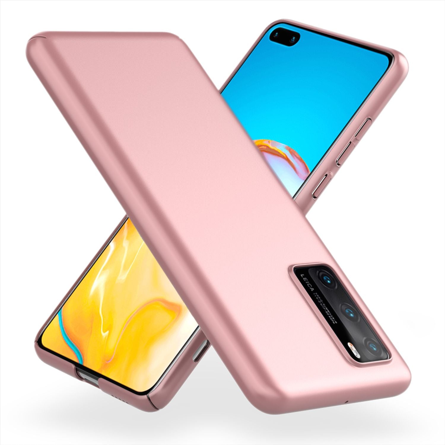 NALIA Hard Case für Huawei P40, Dünne Handy Hülle Mattes Cover Schutz Bumper Rose Gold NALIA SlimFit Hülle