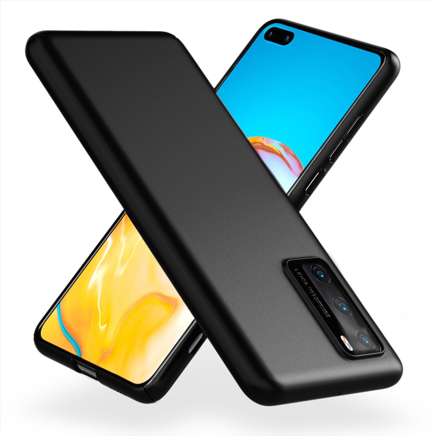 NALIA Hard Case für Huawei P40, Dünne Handy Hülle Mattes Cover Schutz Bumper Schwarz NALIA SlimFit Hülle