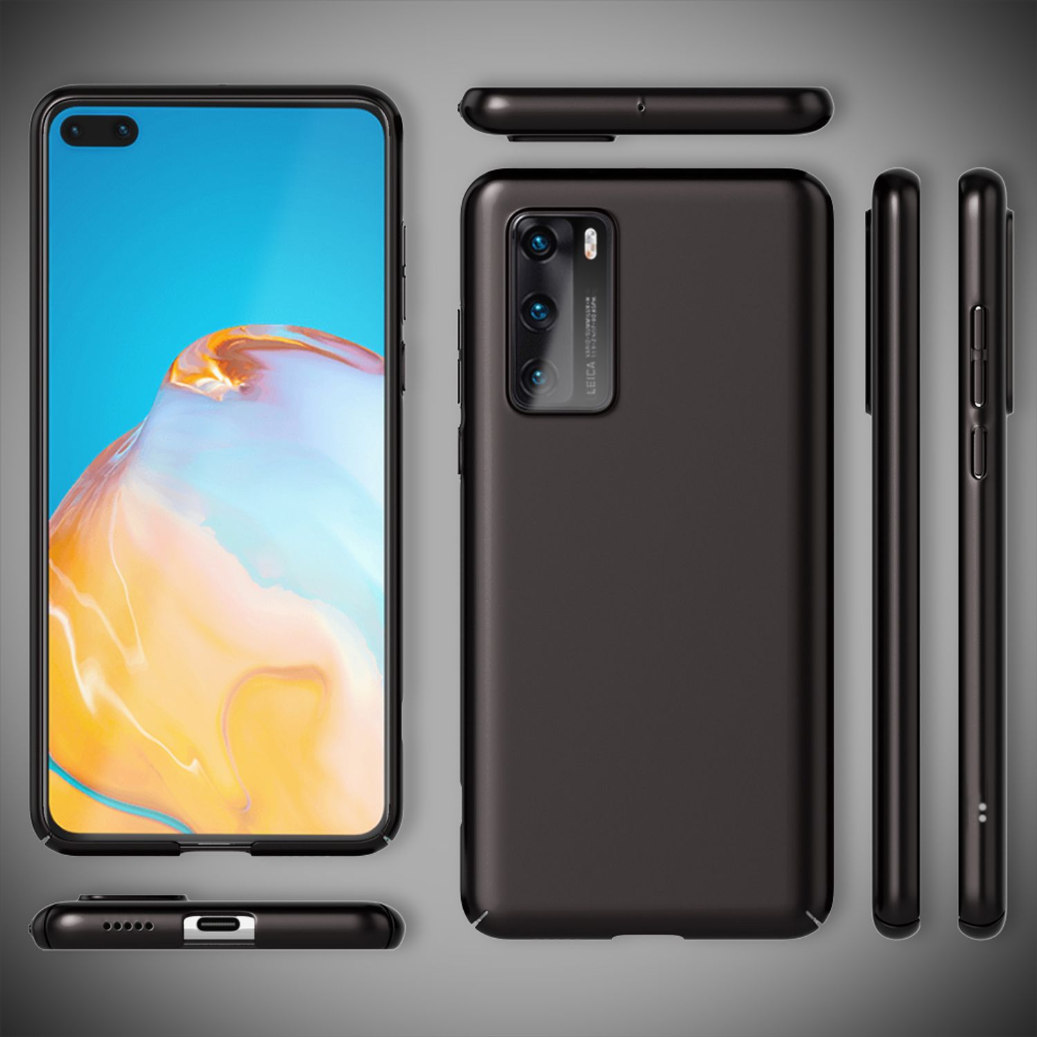 NALIA Hard Case für Huawei P40, Dünne Handy Hülle Mattes Cover Schutz Bumper Schwarz NALIA SlimFit Hülle