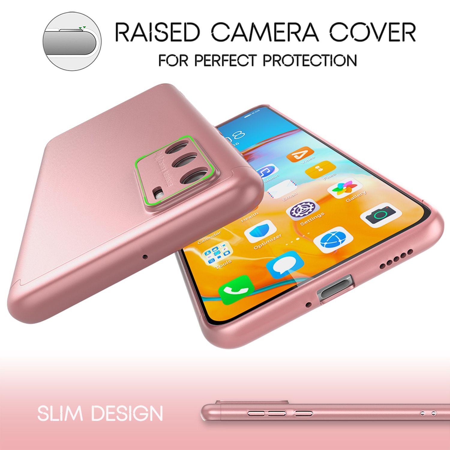 NALIA 360 Grad Handy Hülle für Huawei P40, Full Cover & Glas Case Rundum Bumper Schwarz NALIA