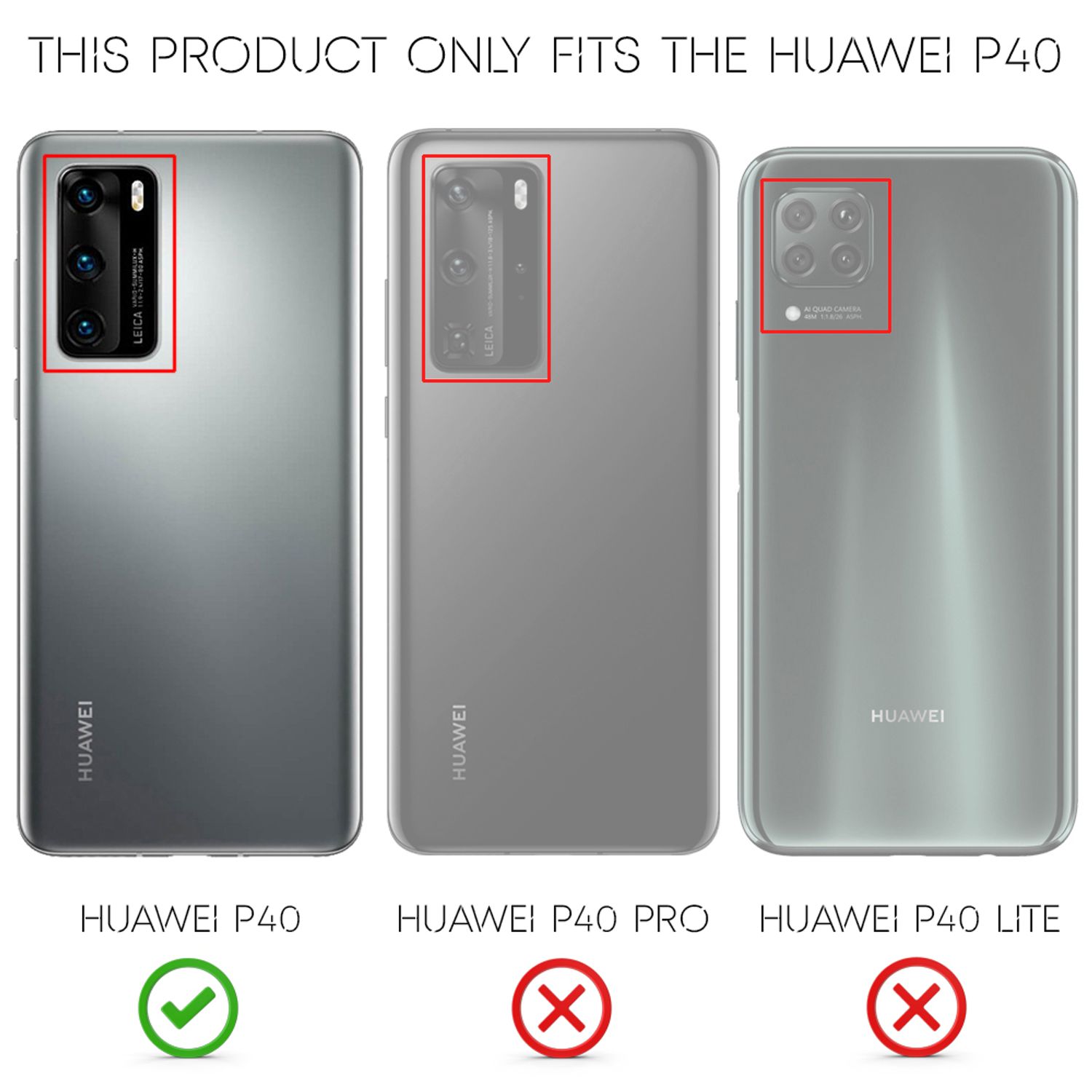 NALIA 360 Grad Handy Hülle für Huawei P40, Full Cover & Glas Case Rundum Bumper Schwarz NALIA