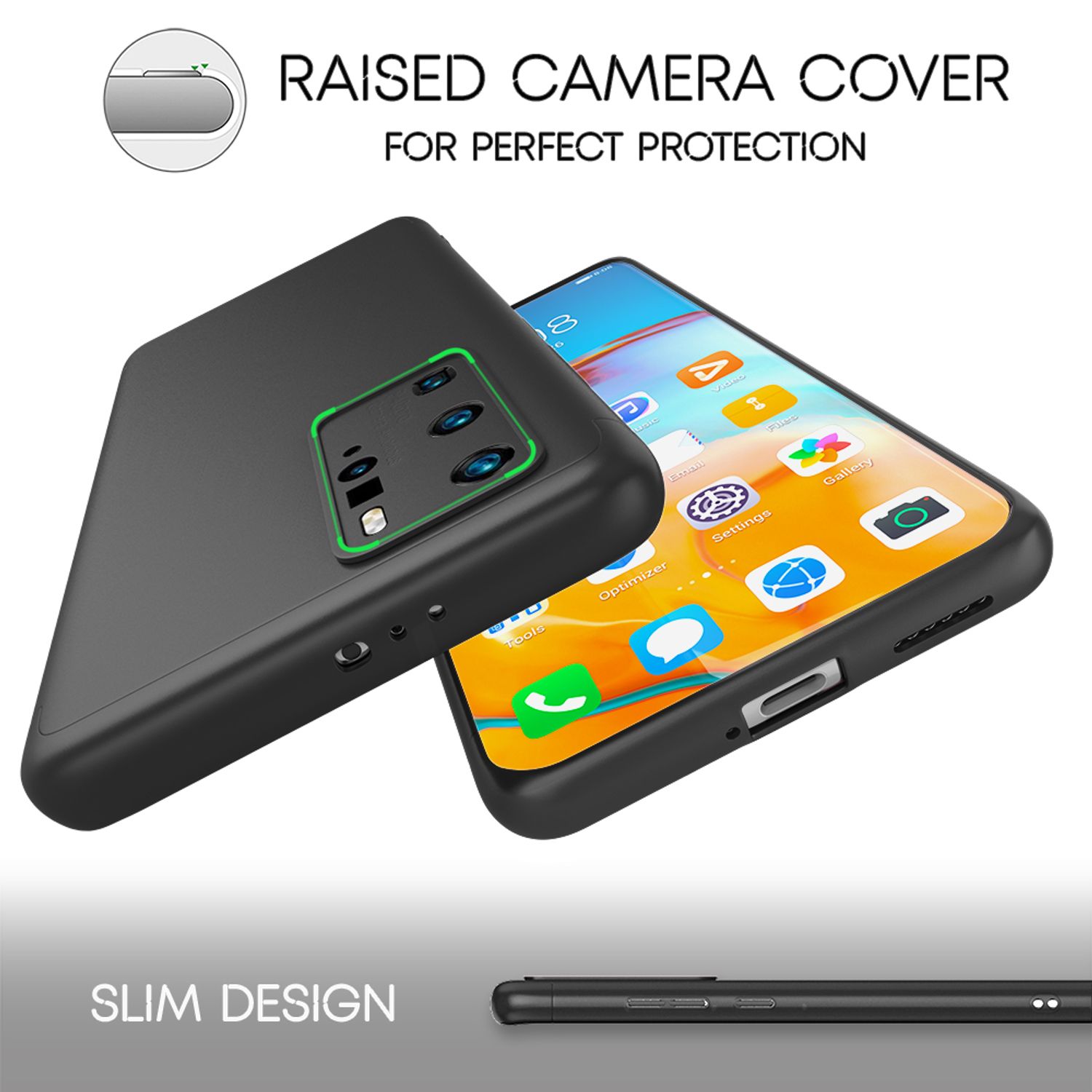 NALIA 360 Grad Handy Hülle für Huawei P40 Pro, Hard Case Cover & 2 Schutz Folien NALIA