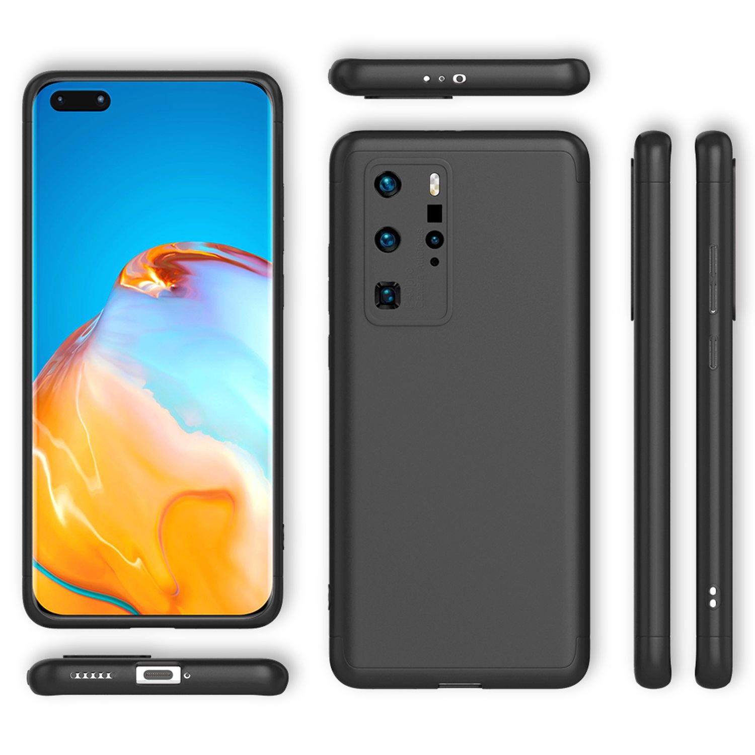 NALIA 360 Grad Handy Hülle für Huawei P40 Pro, Hard Case Cover & 2 Schutz Folien NALIA