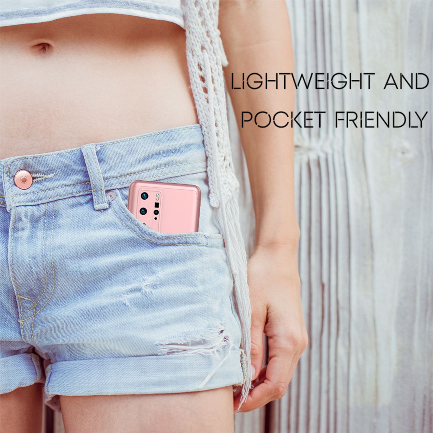 NALIA 360 Grad Handy Hülle für Huawei P40 Pro, Hard Case Cover & 2 Schutz Folien Rose Gold NALIA