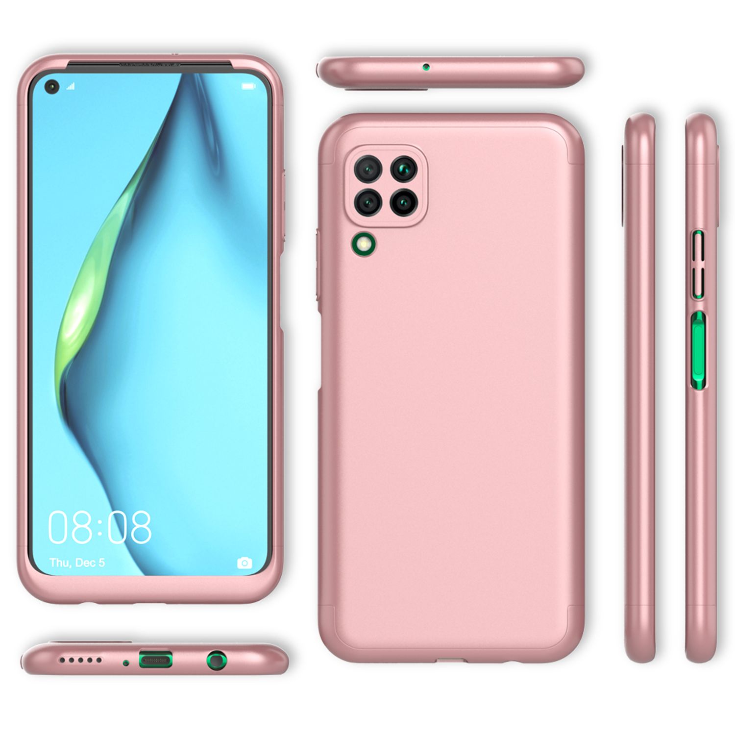 NALIA 360 Grad Handy Hülle für Huawei P40 lite, Full Cover Case Bumper & Glas Schwarz NALIA