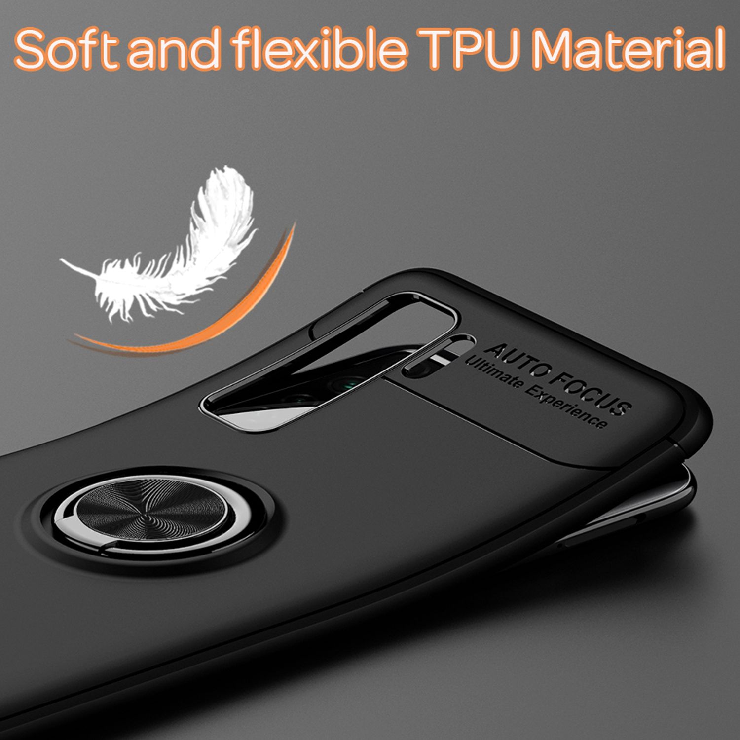 NALIA Ring Handy Hülle für Huawei P40 lite 5G, Silikon Cover Case 360° Halter Schwarz NALIA Protective Hülle