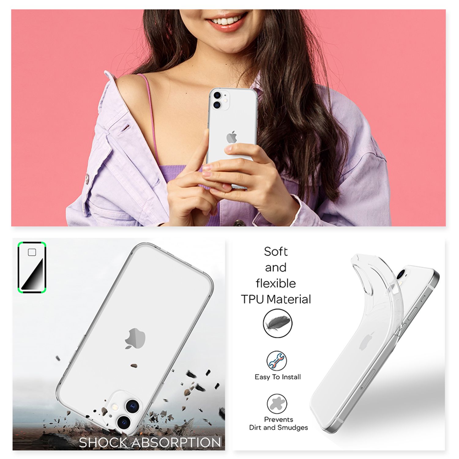 NALIA Handy Hülle für iPhone 12 mini, Case Soft Cover Schutz Tasche Durchsichtig Default Title NALIA Transparente Hülle