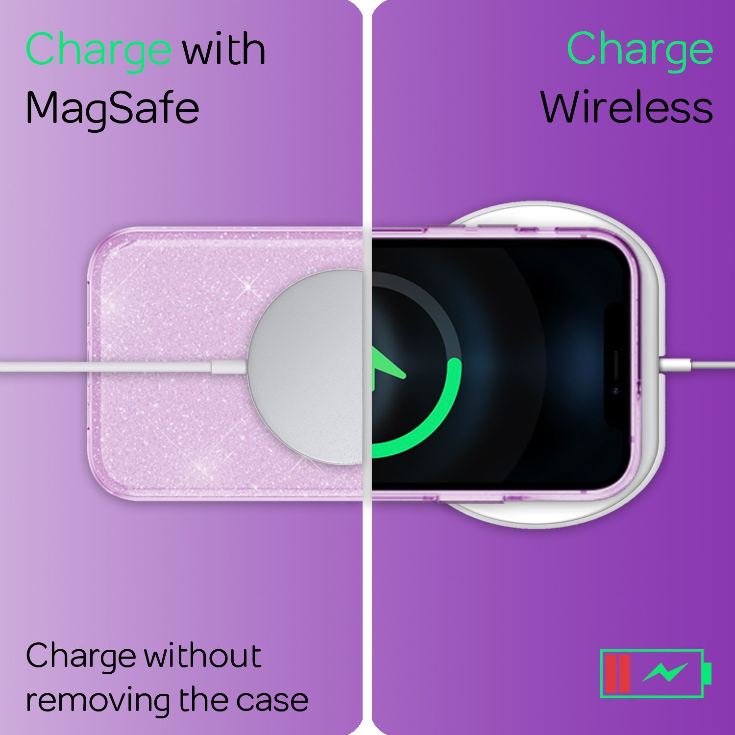 NALIA Glitzer Handy Hülle für iPhone 12 Mini, Bling Case Glitter Cover Schutz Lila NALIA Protective Hülle