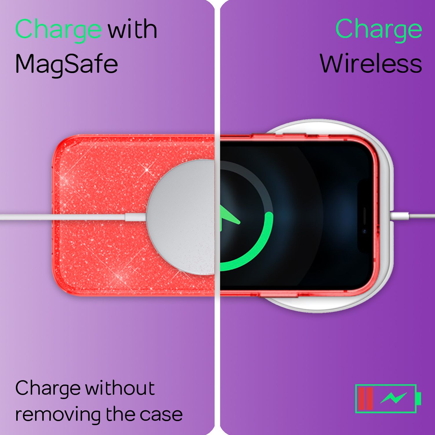 NALIA Glitzer Handy Hülle für iPhone 12 Mini, Bling Case Glitter Cover Schutz Rot NALIA Protective Hülle