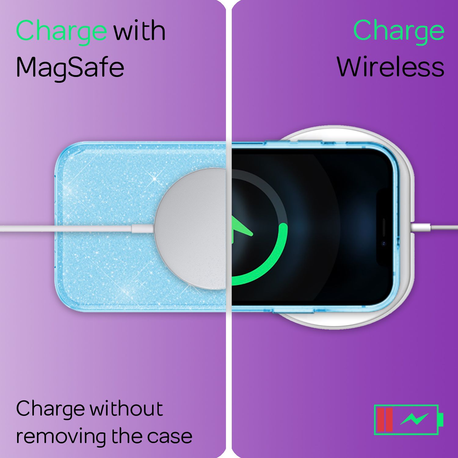 NALIA Glitzer Handy Hülle für iPhone 12 / 12 Pro, Bling Case Case Schutz Cover Blau NALIA Protective Hülle