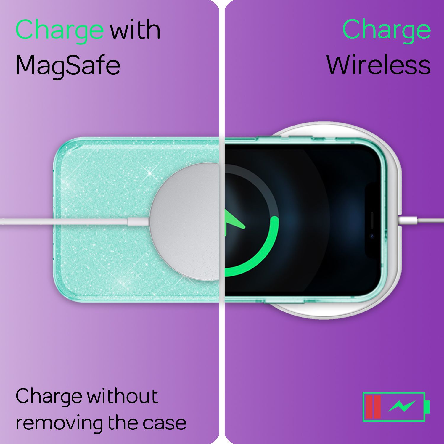 NALIA Glitzer Handy Hülle für iPhone 12 Pro Max, Bling Case Glitter Cover Bumper Mintgrün NALIA Protective Hülle