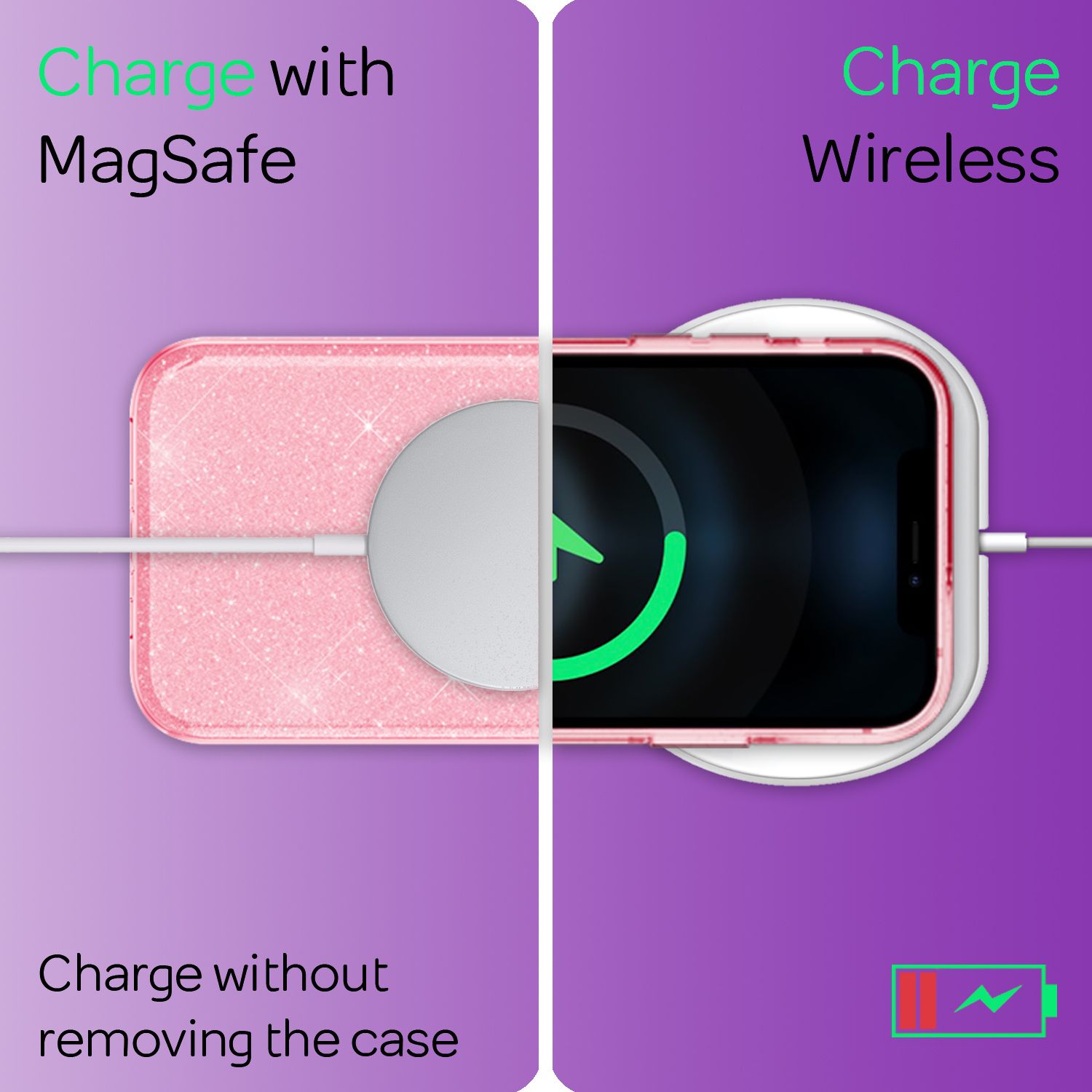 NALIA Glitzer Handy Hülle für iPhone 12 Pro Max, Bling Case Glitter Cover Bumper Pink NALIA Protective Hülle