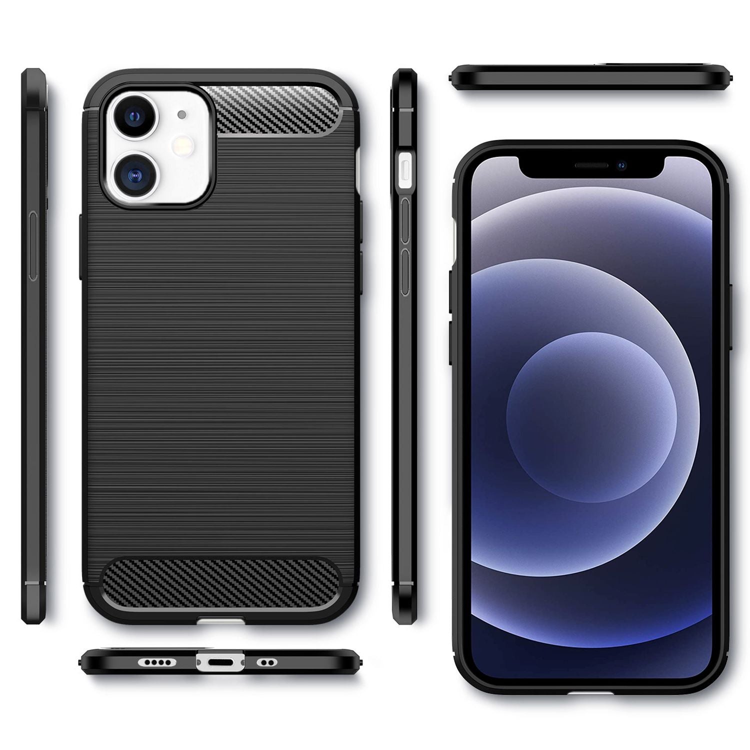 NALIA Carbon Case für iPhone 12 mini, Silikon Handy Hülle Schutz Tasche Cover Default Title NALIA Protective Hülle