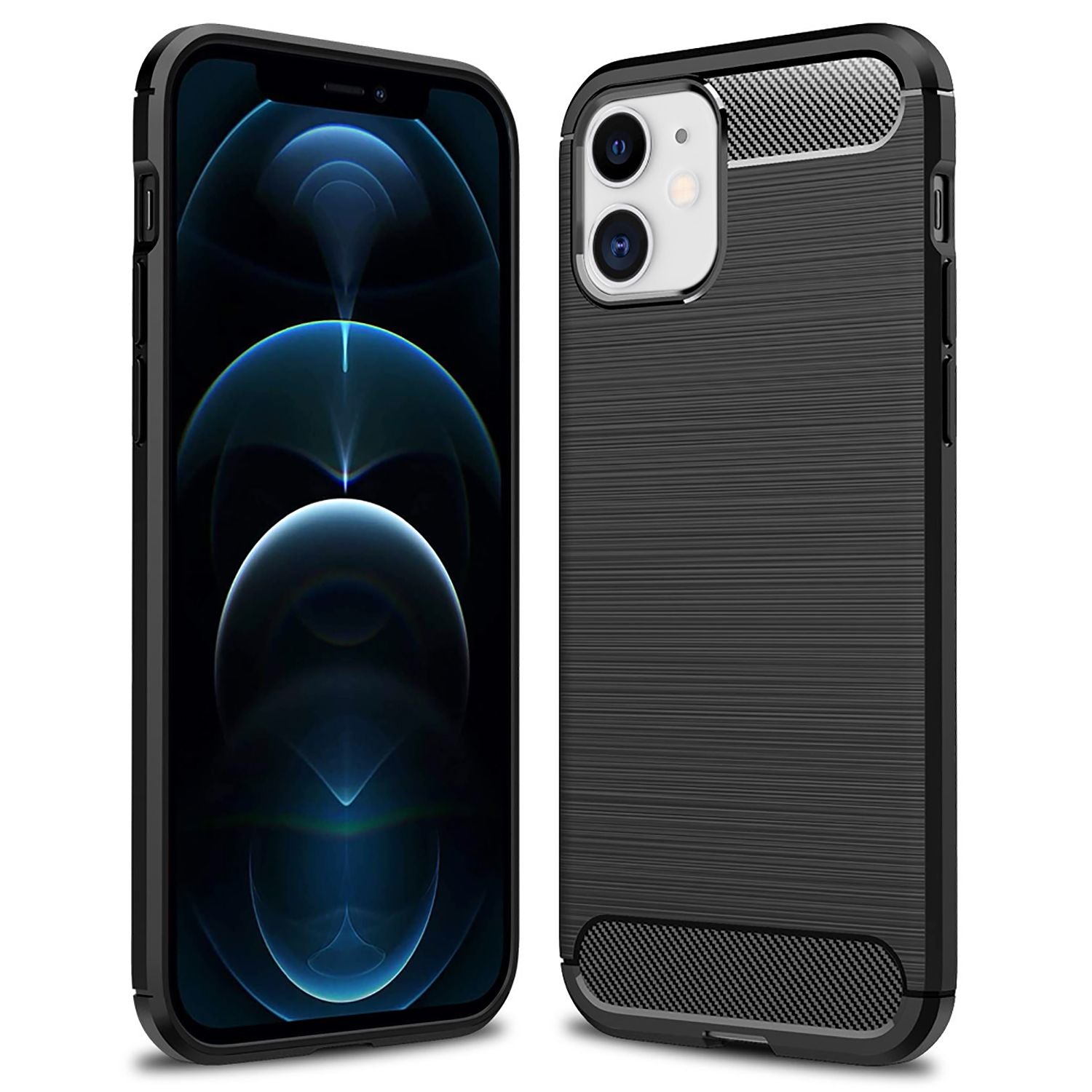 NALIA Carbon Case für iPhone 12/ iPhone 12 Pro, Silikon Handy Hülle Schutz Cover Default Title NALIA Protective Hülle