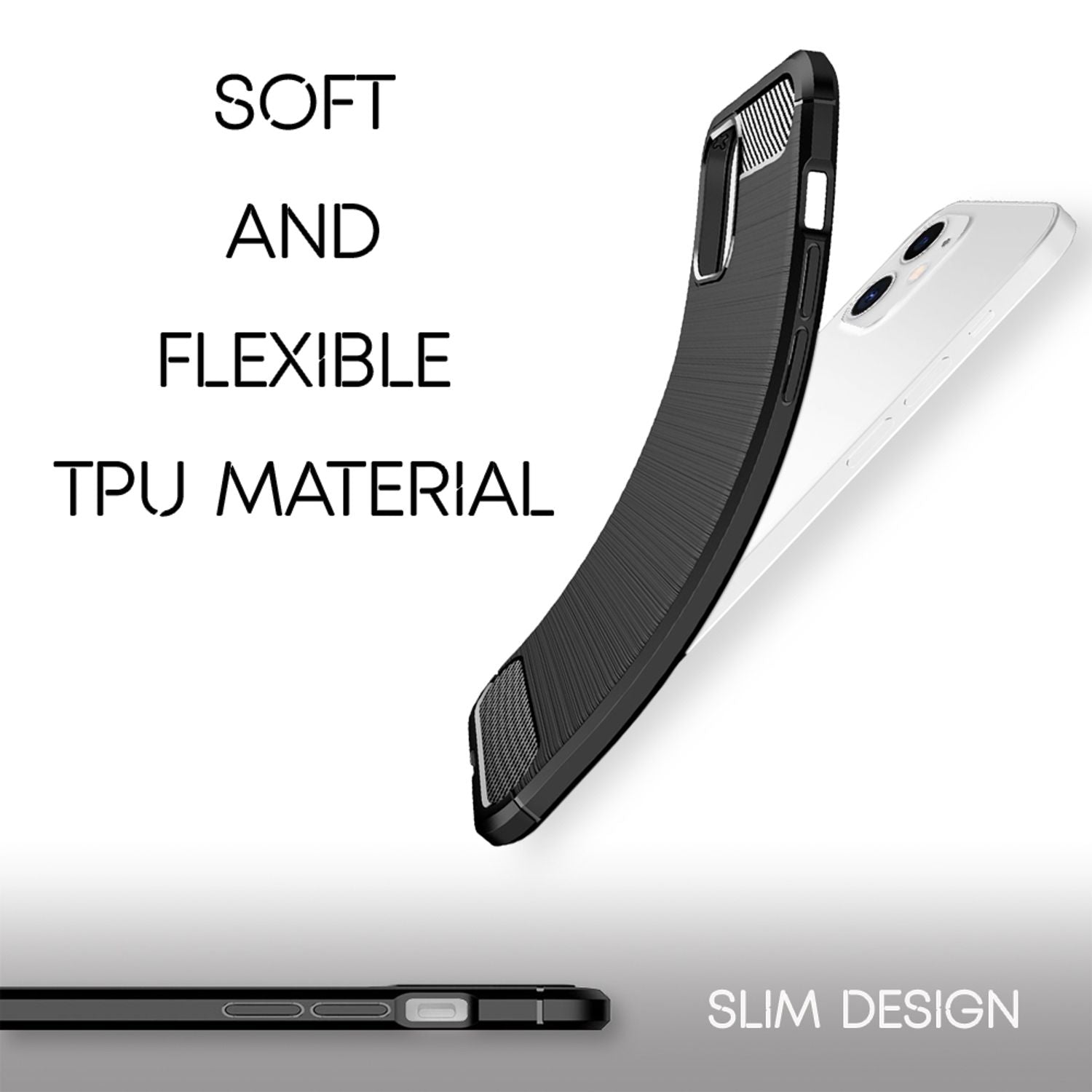 NALIA Carbon Case für iPhone 12/ iPhone 12 Pro, Silikon Handy Hülle Schutz Cover Default Title NALIA Protective Hülle