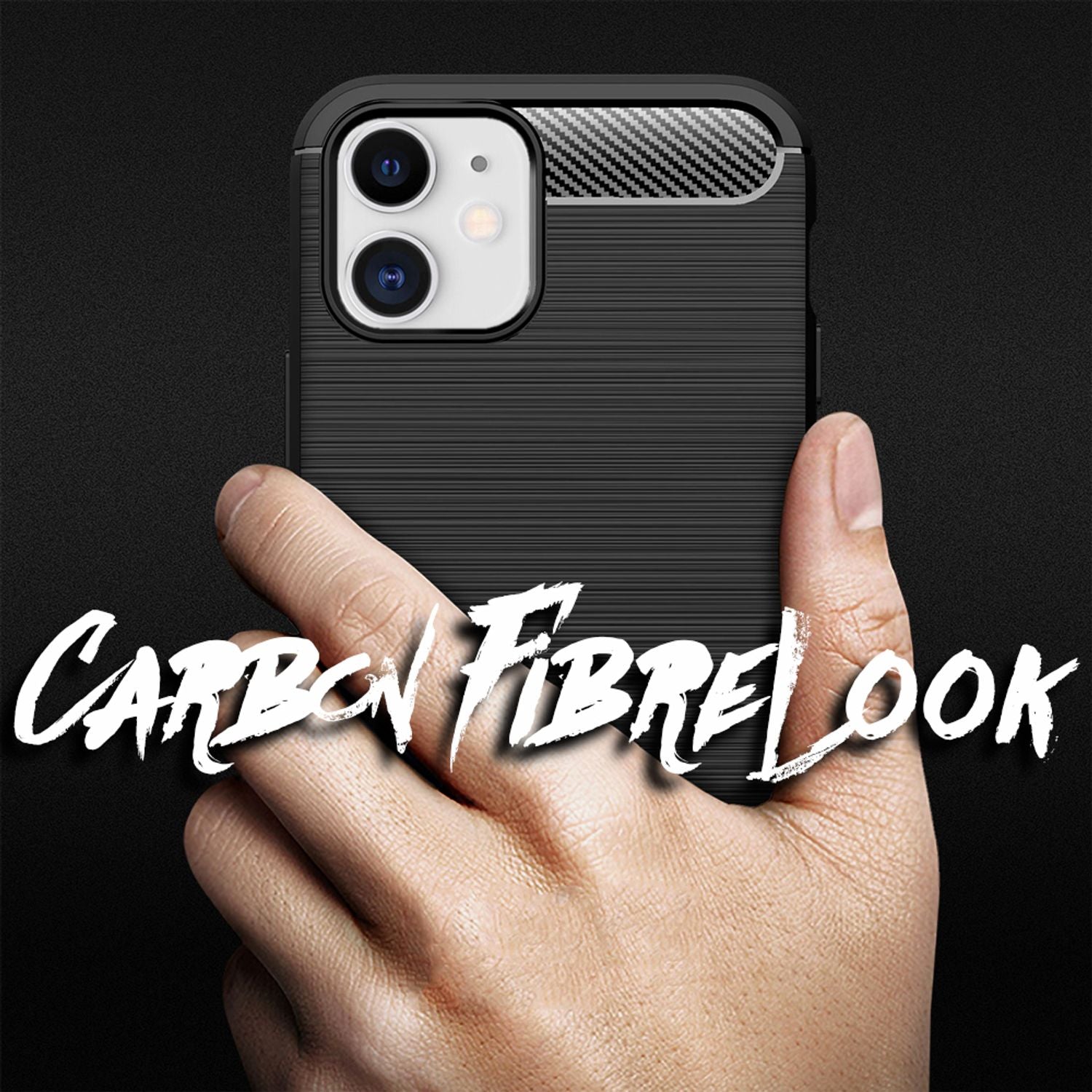 NALIA Carbon Case für iPhone 12/ iPhone 12 Pro, Silikon Handy Hülle Schutz Cover Default Title NALIA Protective Hülle