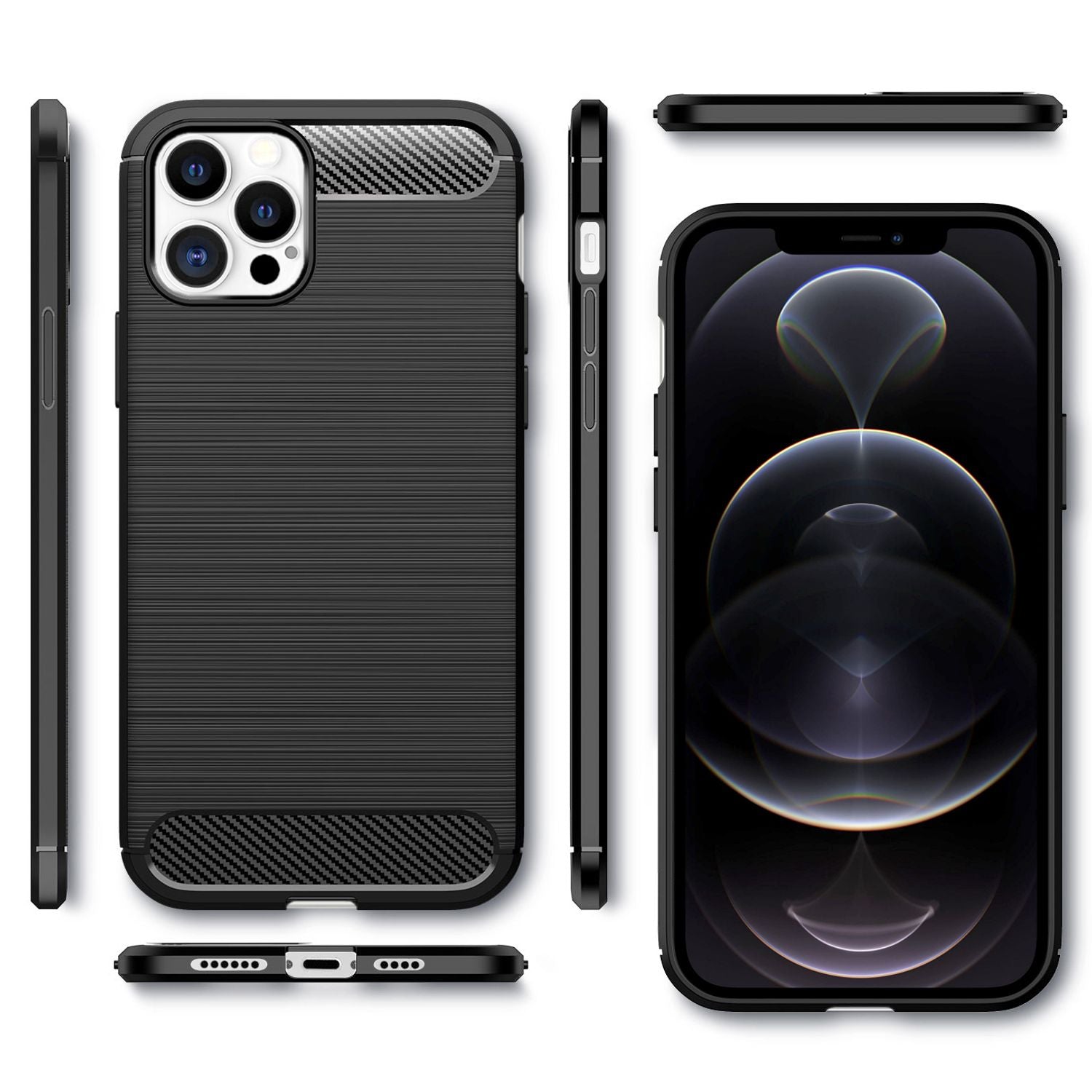 NALIA Carbon Case für iPhone 12 Pro Max, Silikon Handy Hülle Cover Schutz Tasche Default Title NALIA Protective Hülle