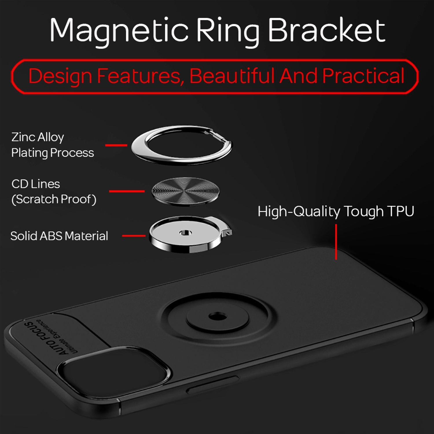NALIA Ring Hülle iPhone 12 Mini Case 360° KFZ-Halter stoßfest NALIA Protective Hülle