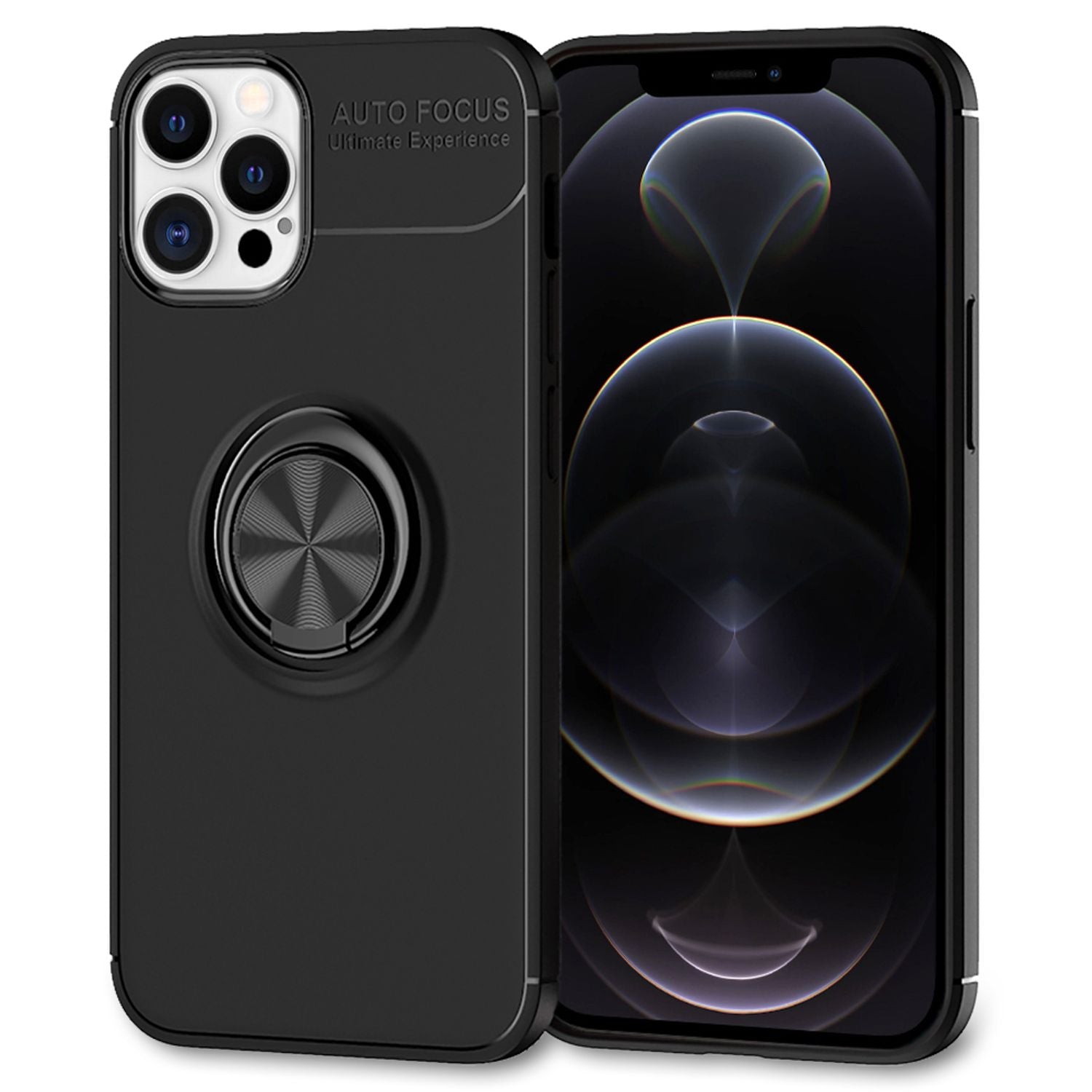 NALIA Ring Handyhülle für iPhone 12 Pro Max, Handy Cover Case Schutz Tasche TPU Etui Schwarz NALIA Protective Hülle