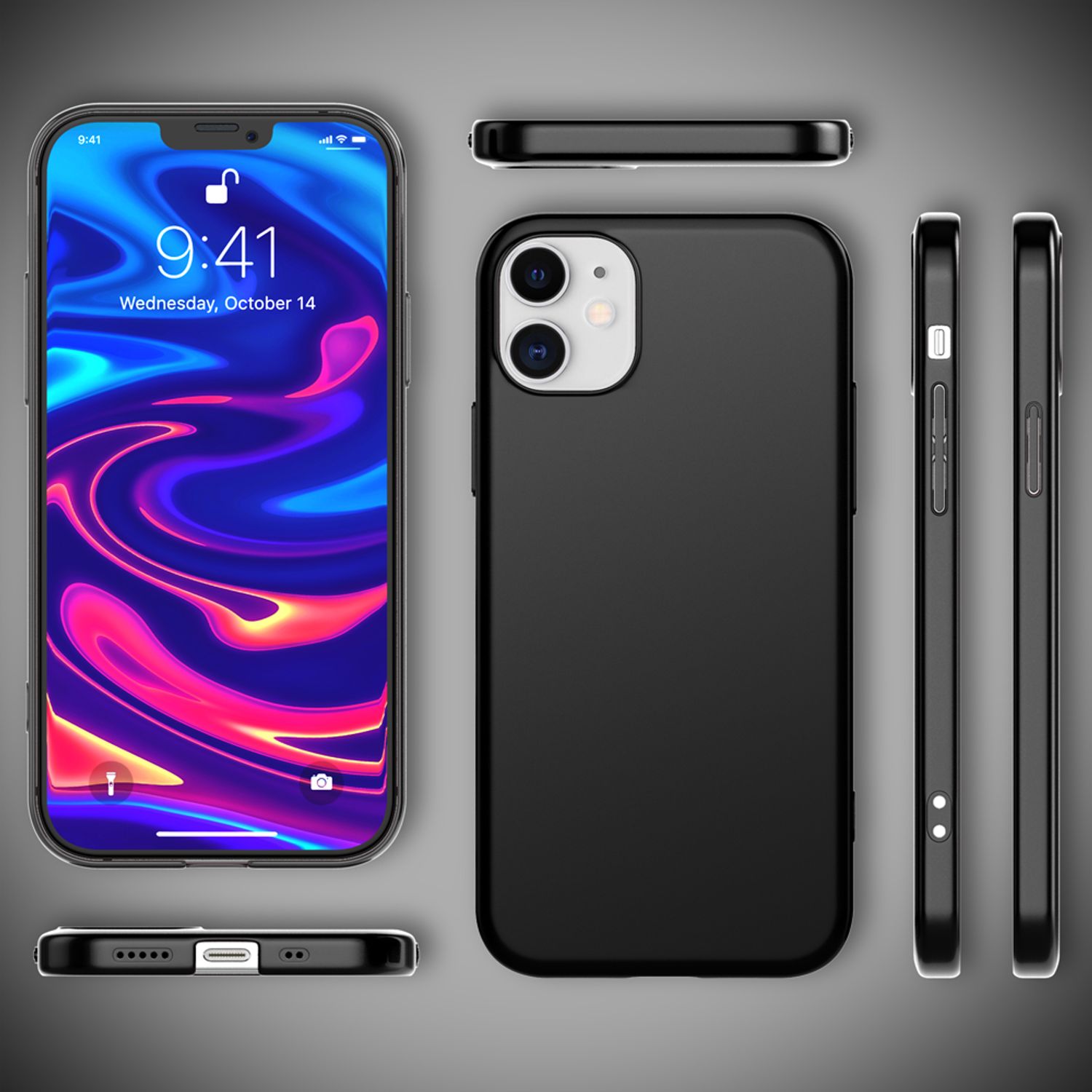 NALIA Hard Case für iPhone 12 mini, Slim Cover Handy Hülle Schutz Tasche Schale Schwarz NALIA SlimFit Hülle