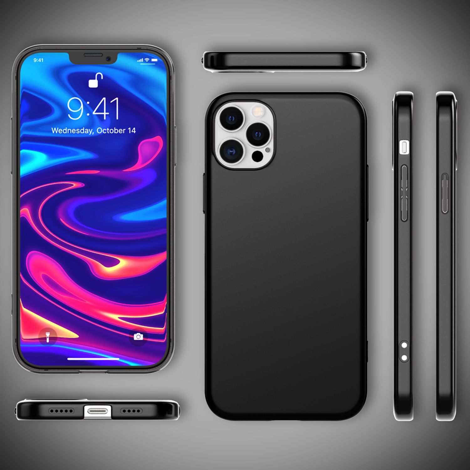 NALIA Hard Case für iPhone 12 Pro Max, Slim Cover Handy Hülle Schutz Tasche Etui Schwarz NALIA SlimFit Hülle