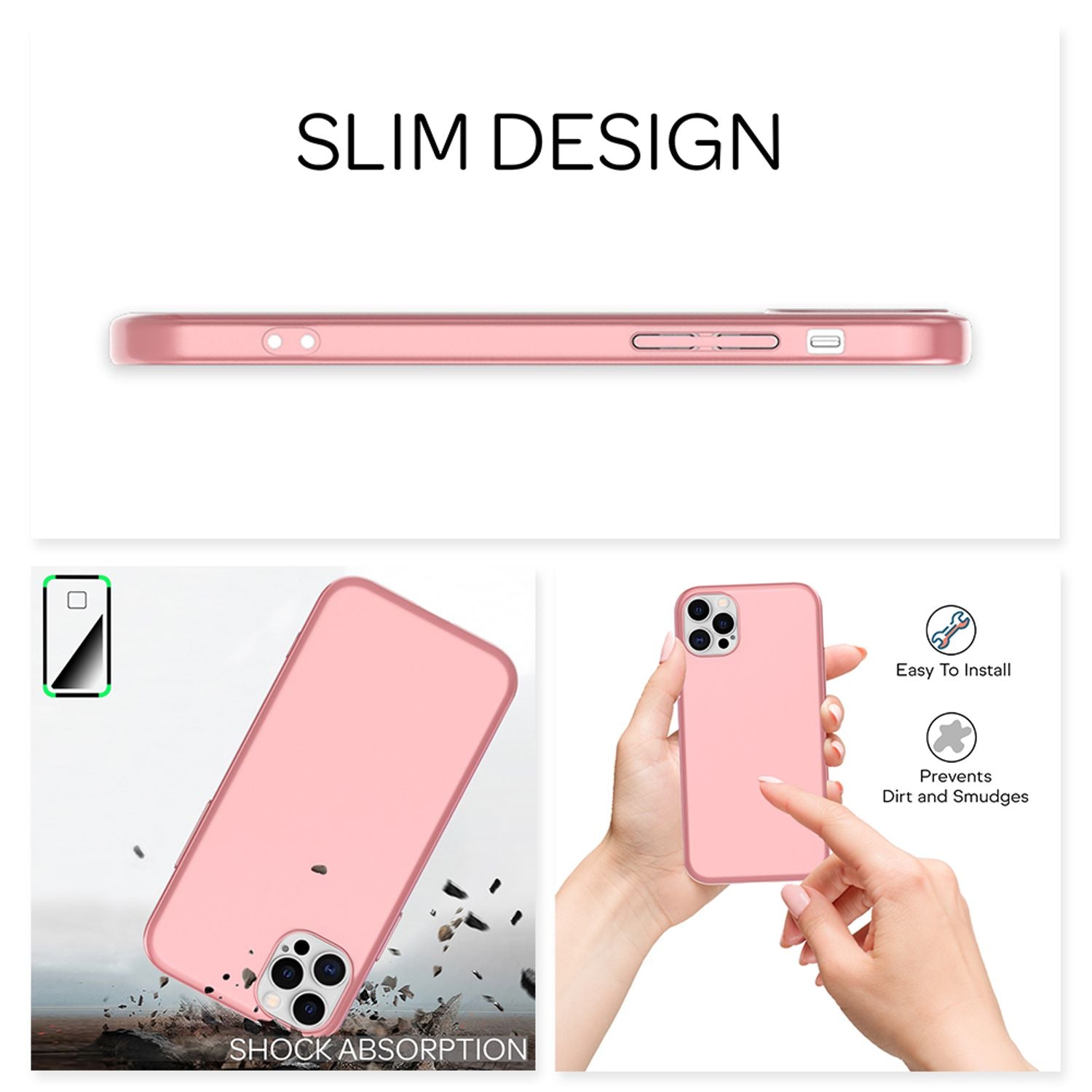 NALIA Hard Case für iPhone 12 Pro Max, Slim Cover Handy Hülle Schutz Tasche Etui Rose Gold NALIA SlimFit Hülle