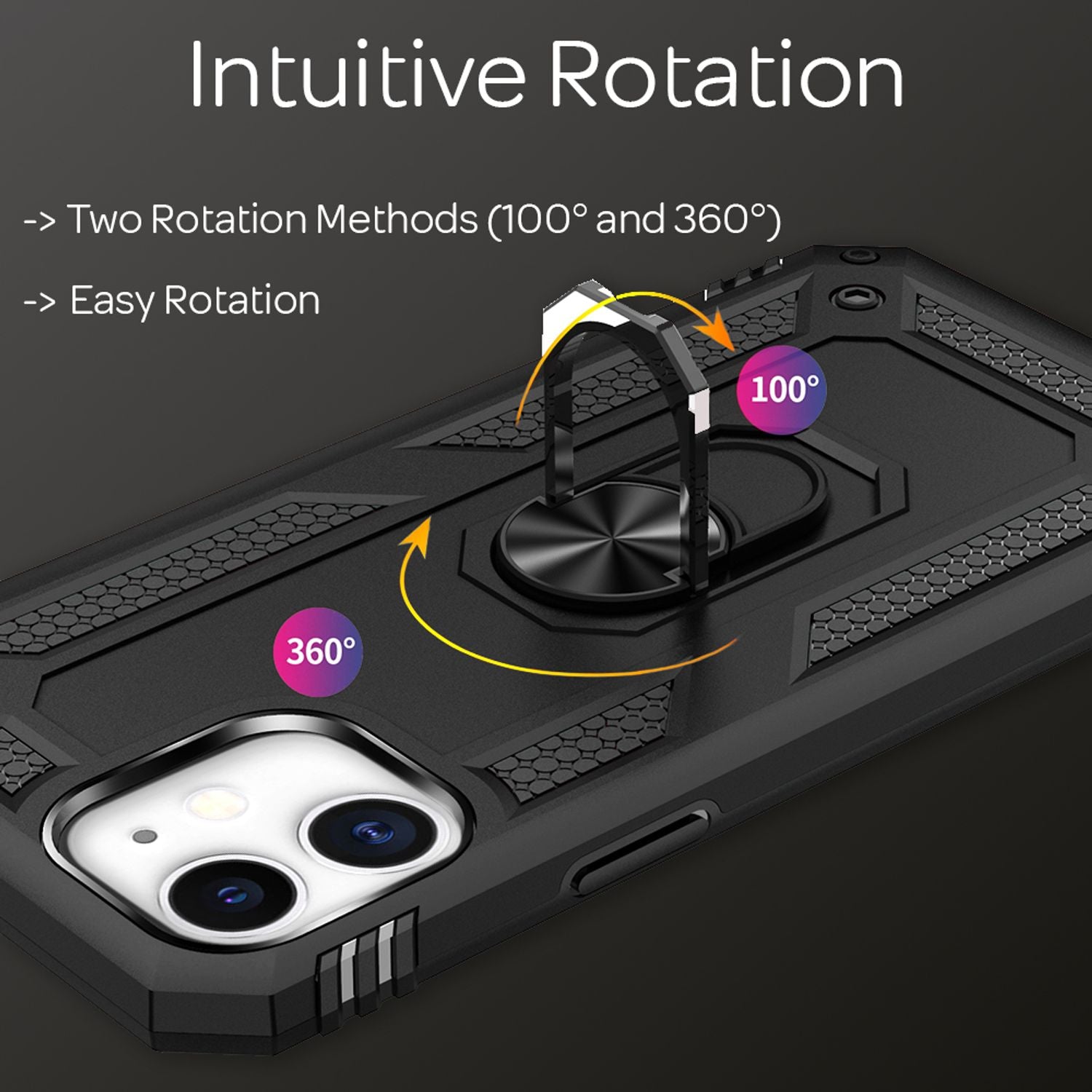 NALIA Ring Hülle für iPhone 12 mini, Silikon Cover Hard Case Handy Schutz Tasche Schwarz NALIA Protective Hülle