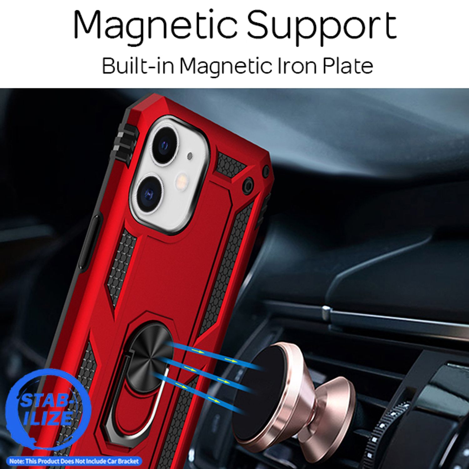 NALIA Ring Hülle für iPhone 12 mini, Silikon Cover Hard Case Handy Schutz Tasche Schwarz NALIA Protective Hülle