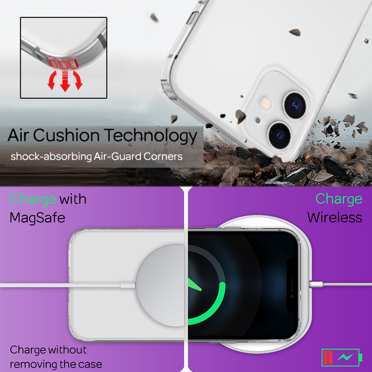 NALIA Handy Hülle für iPhone 12 mini, Hard Cover & Silikon Bumper Schutz Case Default Title NALIA Transparente Hülle