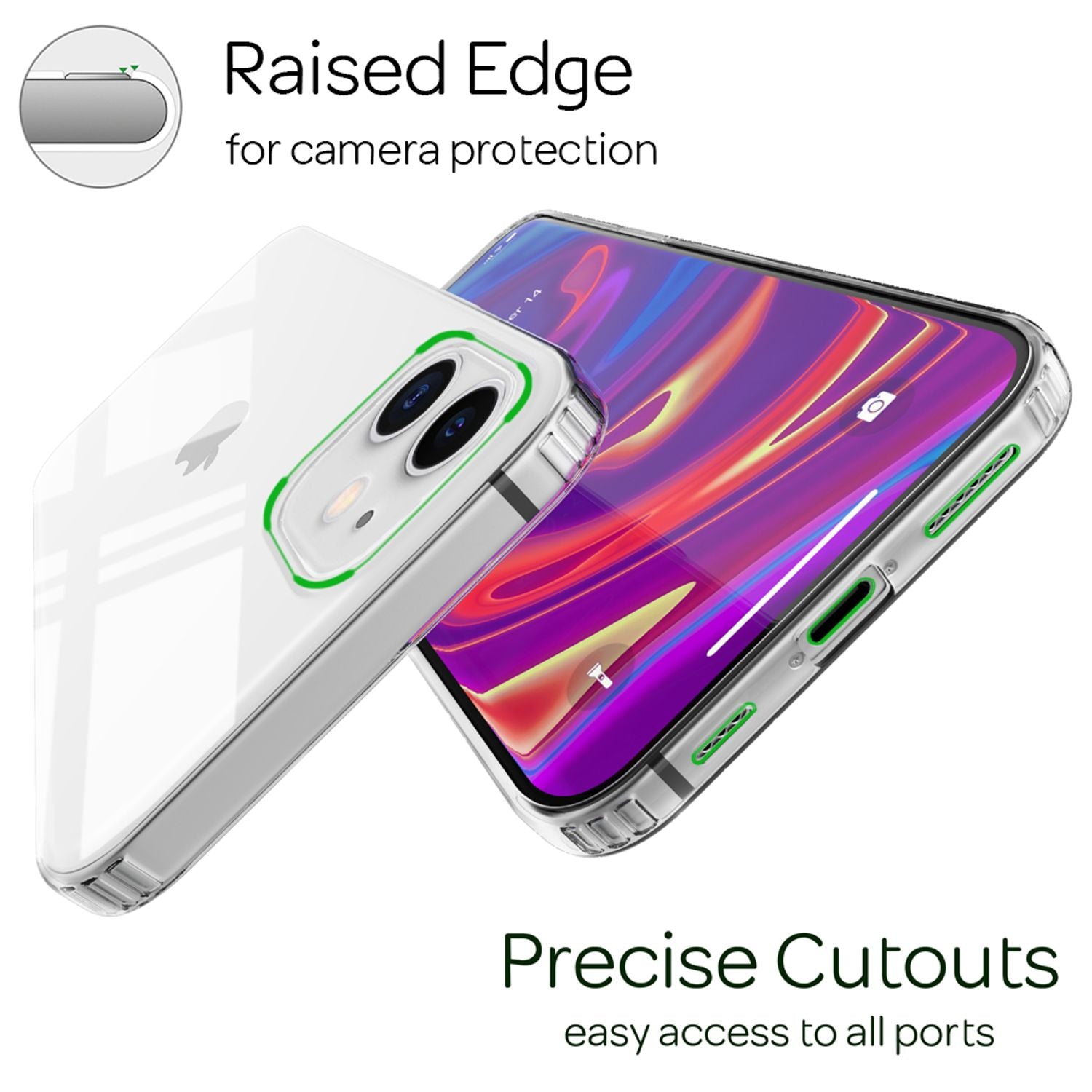 NALIA Handy Hülle für iPhone 12 / iPhone 12 Pro, Slim Hard Case & Silikon Bumper Default Title NALIA Transparente Hülle