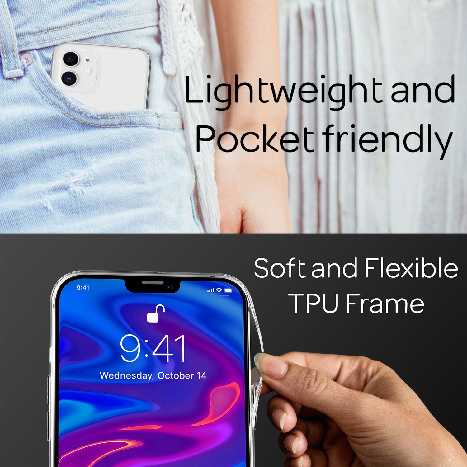 NALIA Handy Hülle für iPhone 12 / iPhone 12 Pro, Slim Hard Case & Silikon Bumper Default Title NALIA Transparente Hülle