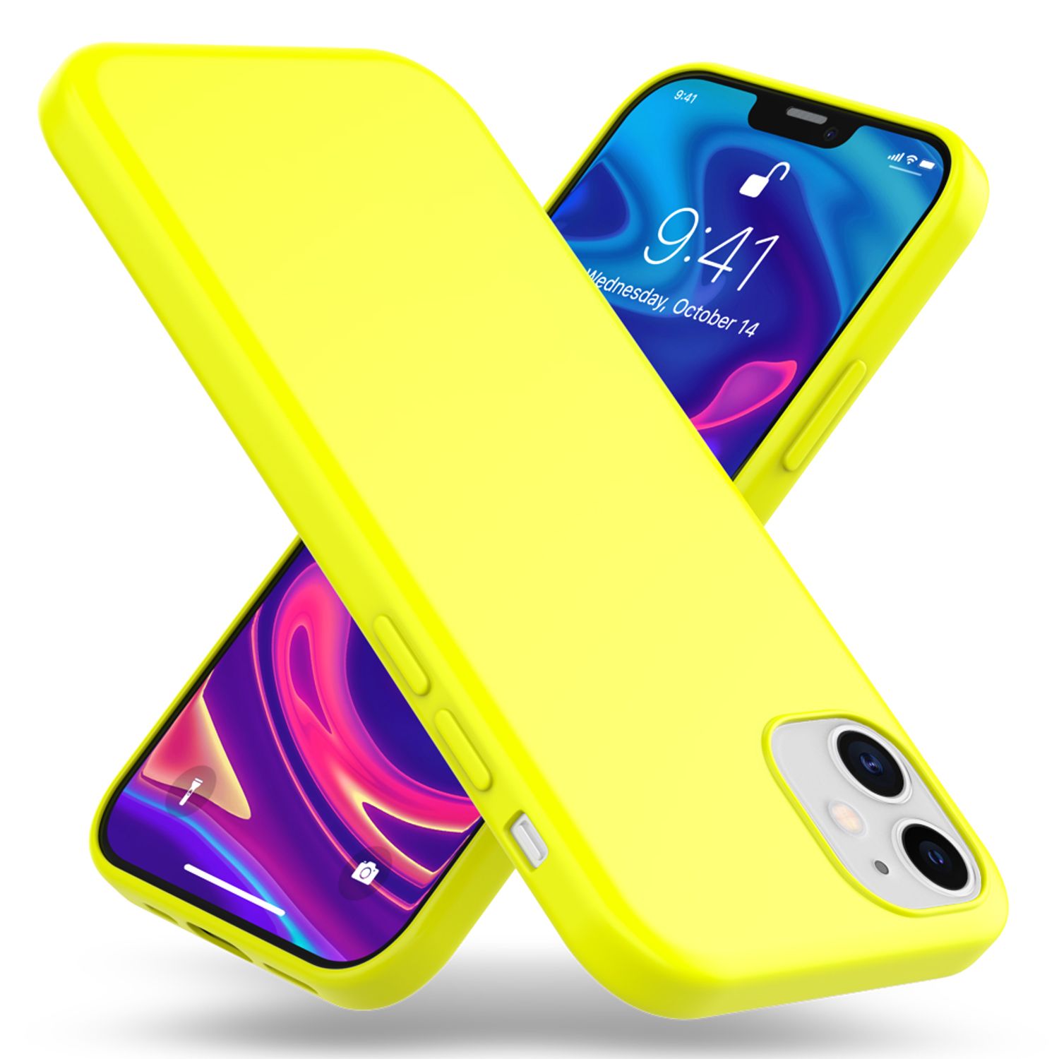 NALIA Neon Handy Hülle für iPhone 12 mini, Slim Case Cover Schutz Tasche Bumper Gelb NALIA Protective Hülle