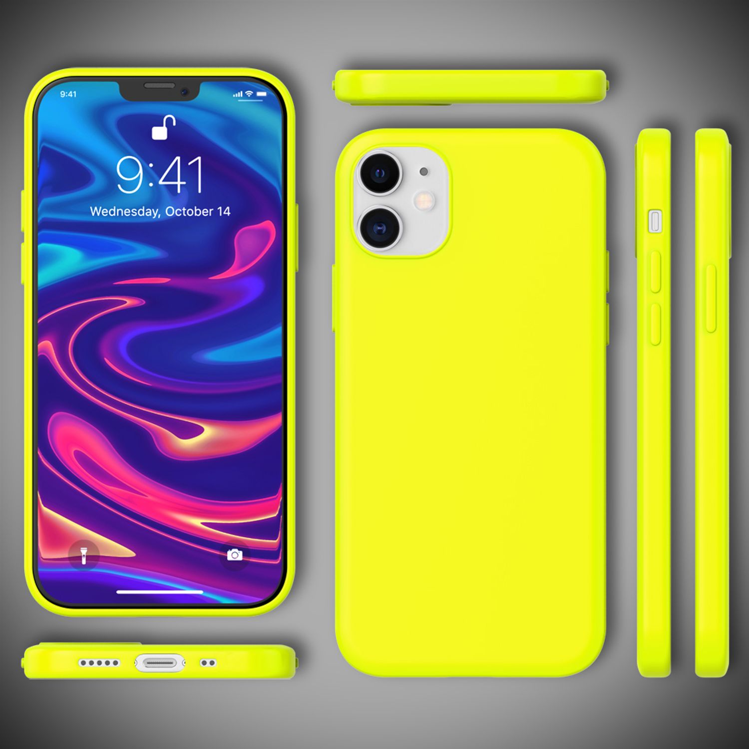 NALIA Neon Handy Hülle für iPhone 12 mini, Slim Case Cover Schutz Tasche Bumper Gelb NALIA Protective Hülle
