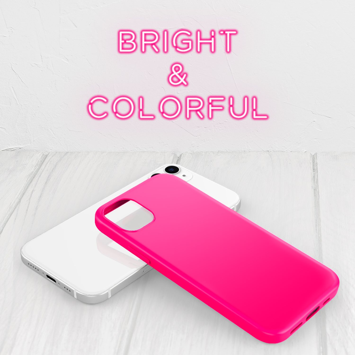 NALIA Neon Handy Hülle für iPhone 12 mini, Slim Case Cover Schutz Tasche Bumper Pink NALIA Protective Hülle