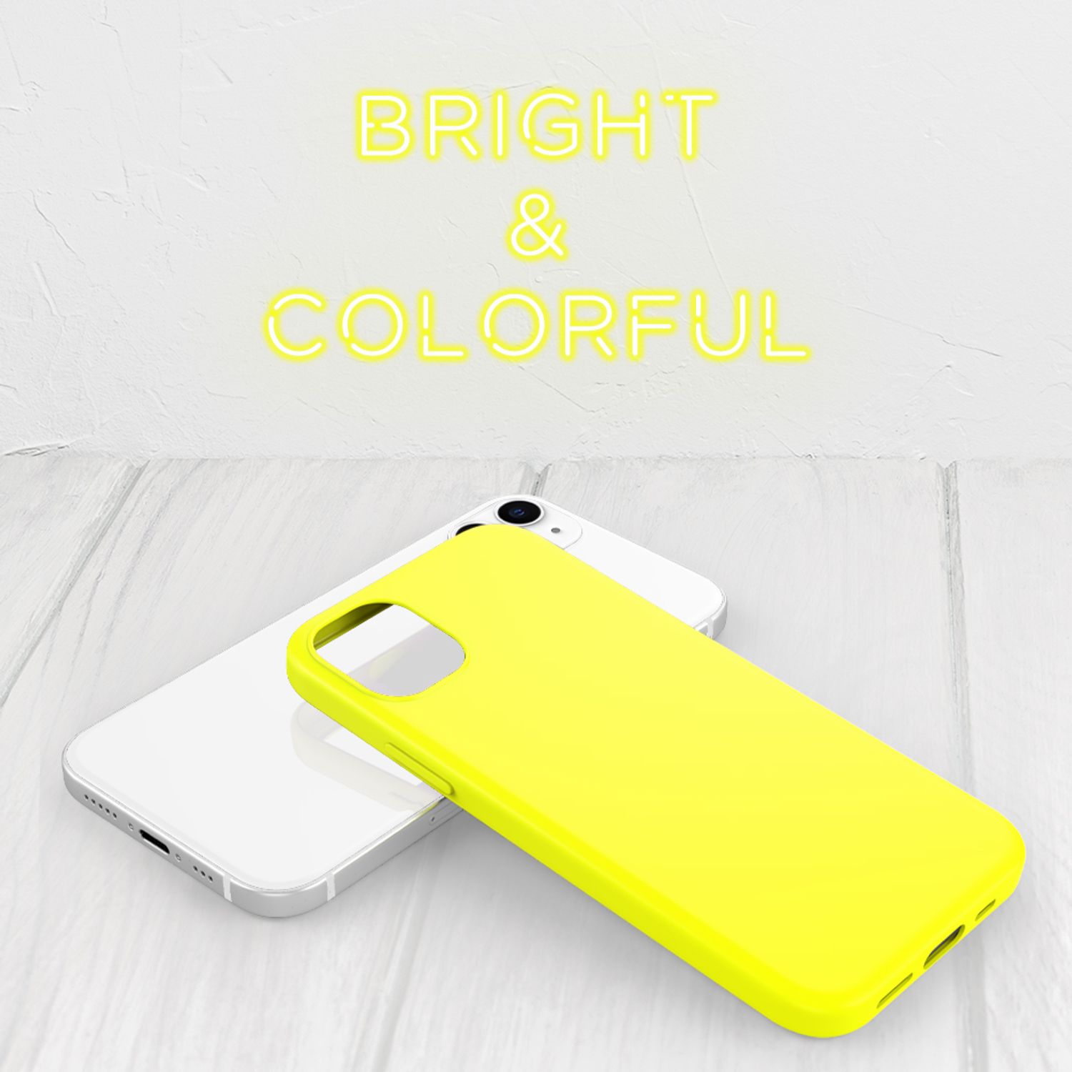 NALIA Neon Handy Hülle für iPhone 12 mini, Slim Case Cover Schutz Tasche Bumper Gelb NALIA Protective Hülle