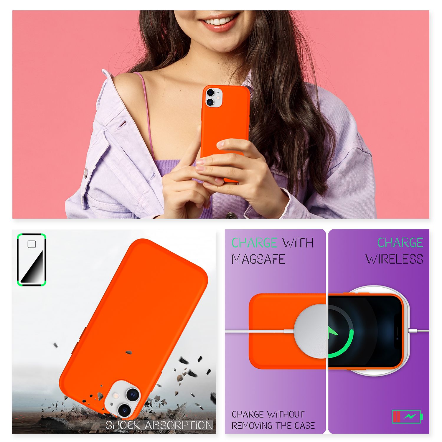 NALIA Neon Handy Hülle für iPhone 12 mini, Slim Case Cover Schutz Tasche Bumper Orange NALIA Protective Hülle