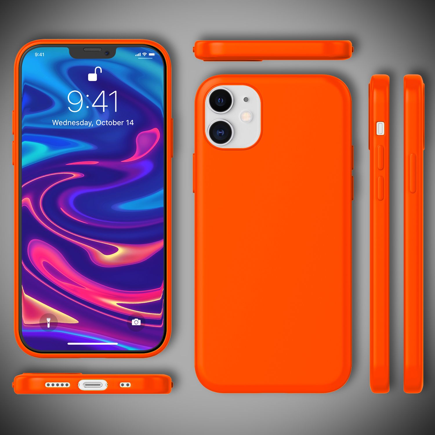 NALIA Neon Handy Hülle für iPhone 12 mini, Slim Case Cover Schutz Tasche Bumper Orange NALIA Protective Hülle