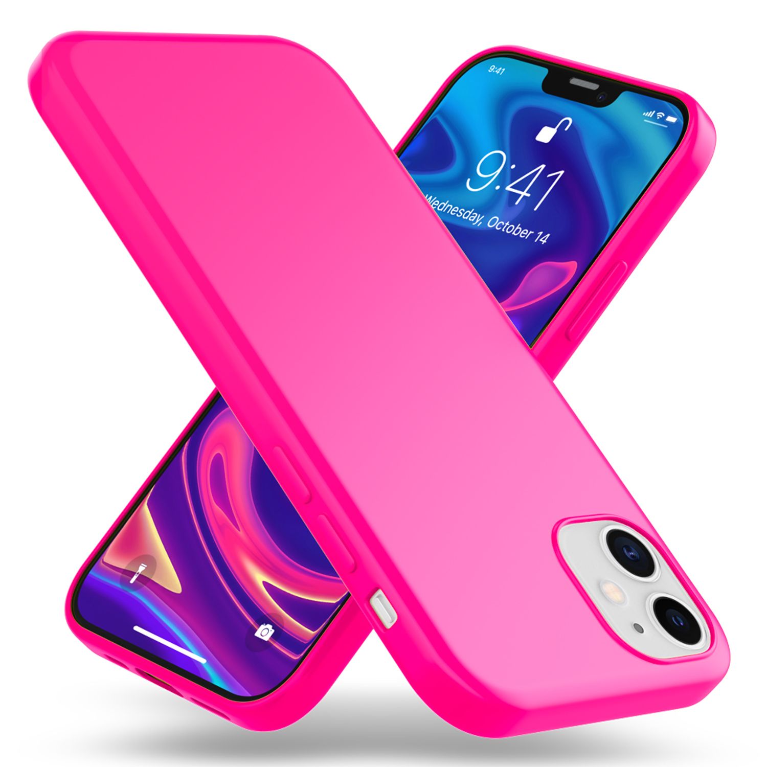 NALIA Neon Handy Hülle für iPhone 12 / iPhone 12 Pro, Slim Case Schutz Cover TPU Pink NALIA Protective Hülle