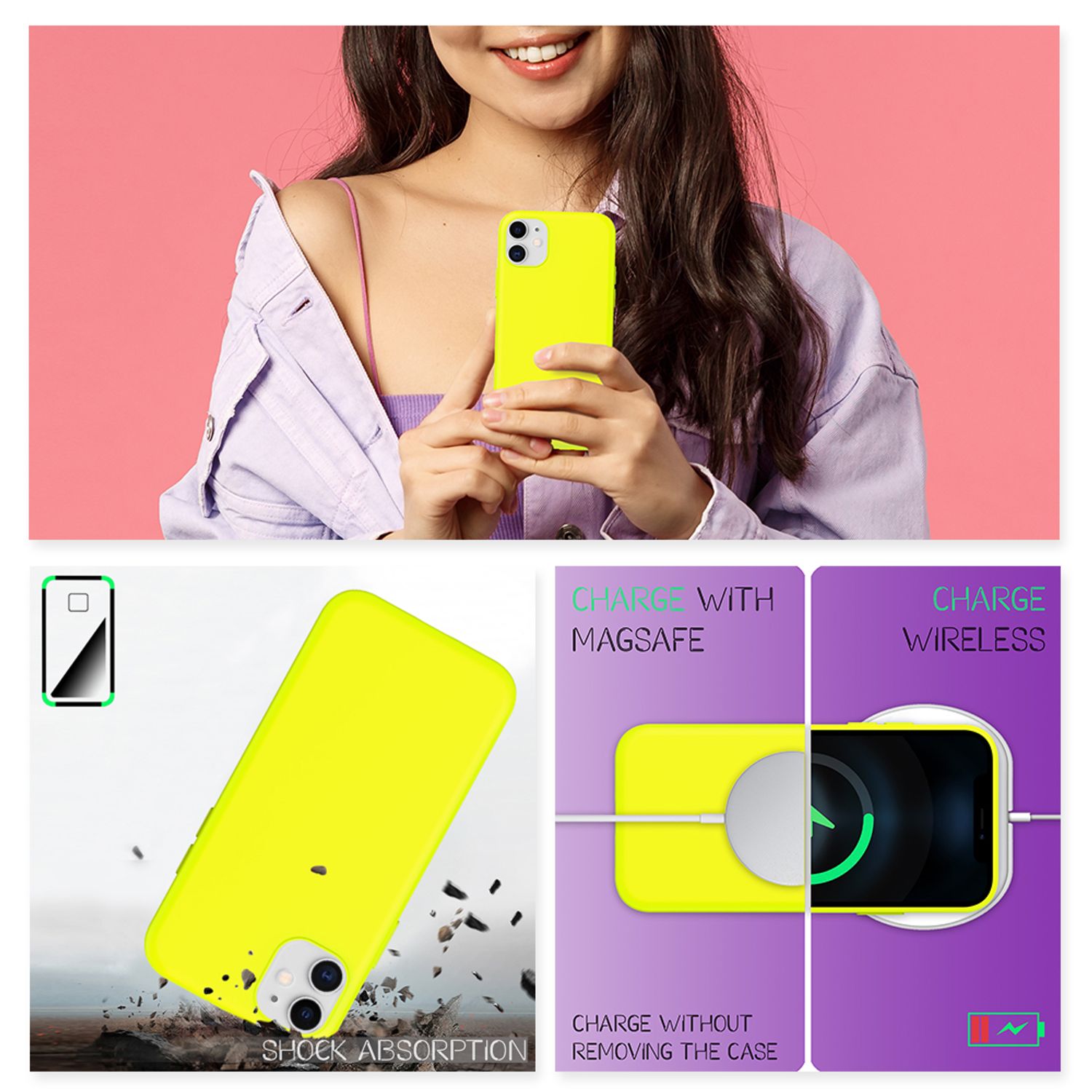 NALIA Neon Handy Hülle für iPhone 12 / iPhone 12 Pro, Slim Case Schutz Cover TPU Gelb NALIA Protective Hülle