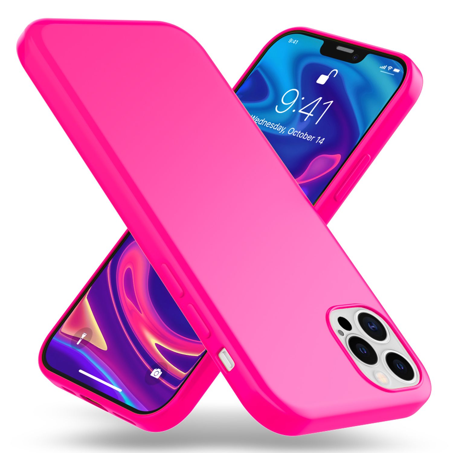 NALIA Neon Handy Hülle für iPhone 12 Pro Max, Slim Case Schutz Cover Etui Bumper Pink NALIA Protective Hülle