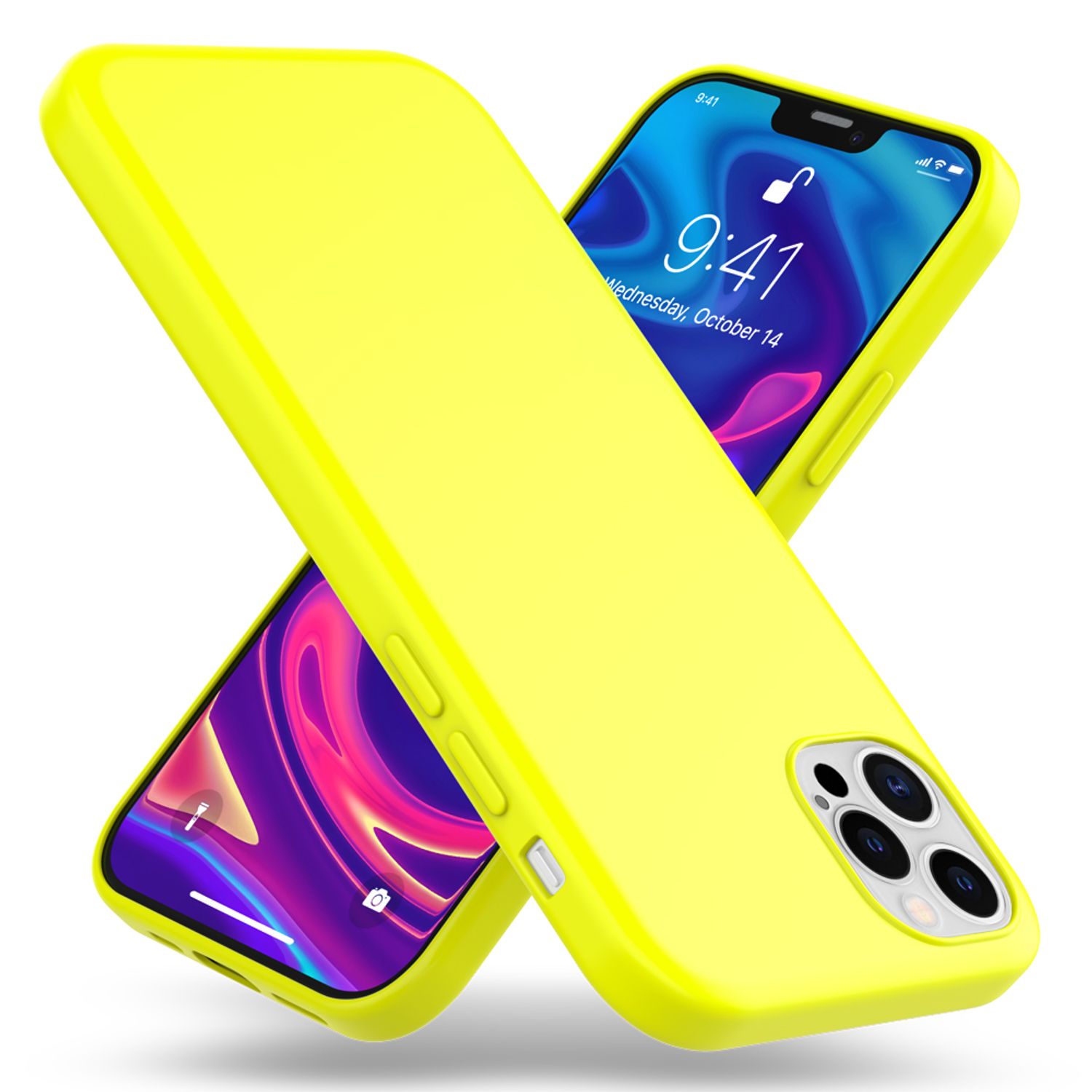 NALIA Neon Handy Hülle für iPhone 12 Pro Max, Slim Case Schutz Cover Etui Bumper Gelb NALIA Protective Hülle