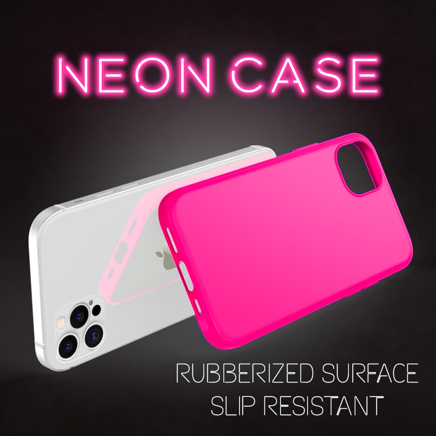 NALIA Neon Handy Hülle für iPhone 12 Pro Max, Slim Case Schutz Cover Etui Bumper Pink NALIA Protective Hülle