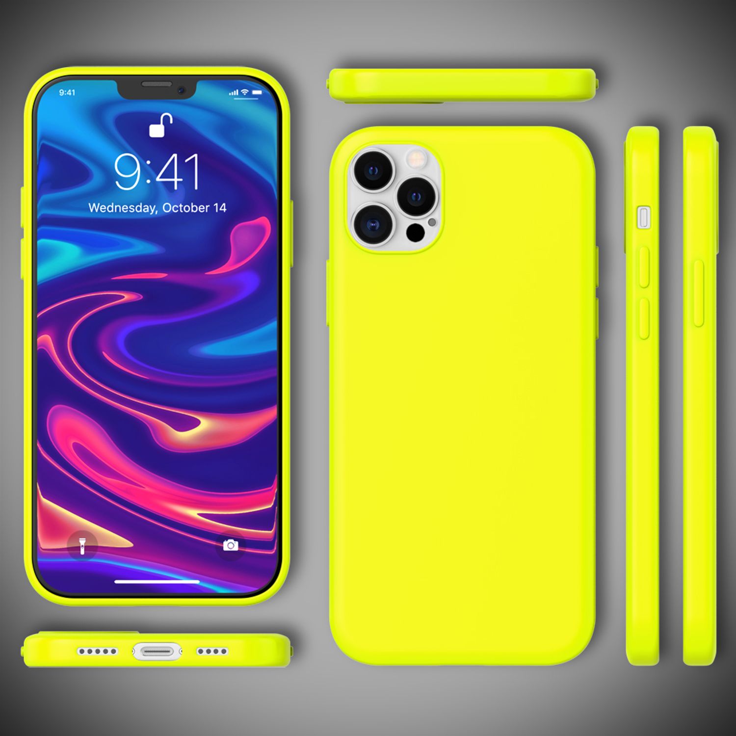 NALIA Neon Handy Hülle für iPhone 12 Pro Max, Slim Case Schutz Cover Etui Bumper Gelb NALIA Protective Hülle